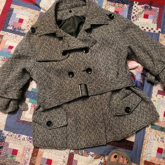 Kismet Herringbone Tweed Pea Coat - Picture 11 of 14